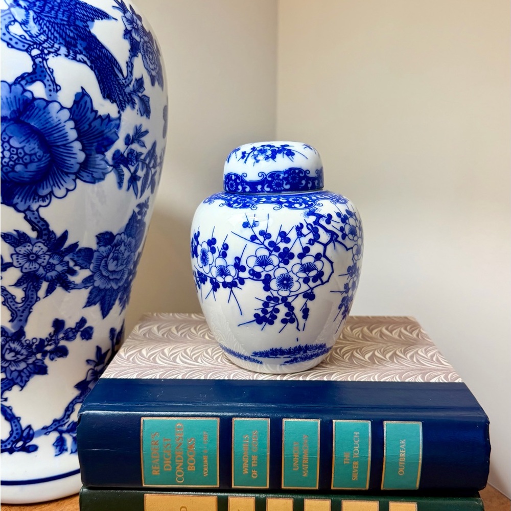 Vintage Mini Blue Chinoiserie Ginger Jar